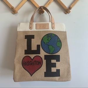 Brighton Jute Burlap Bag Tote Love Earth